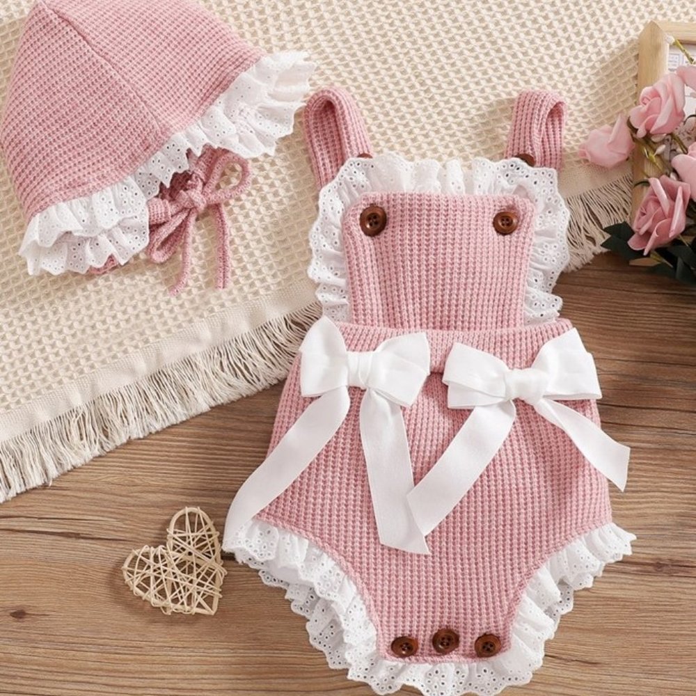 Knitted Baby Romper, Pink Baby Outfit, Knitted Baby Outfit, Summer Baby, Easter